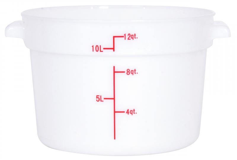 12 QT Polypropylene White Round Food Storage Container
